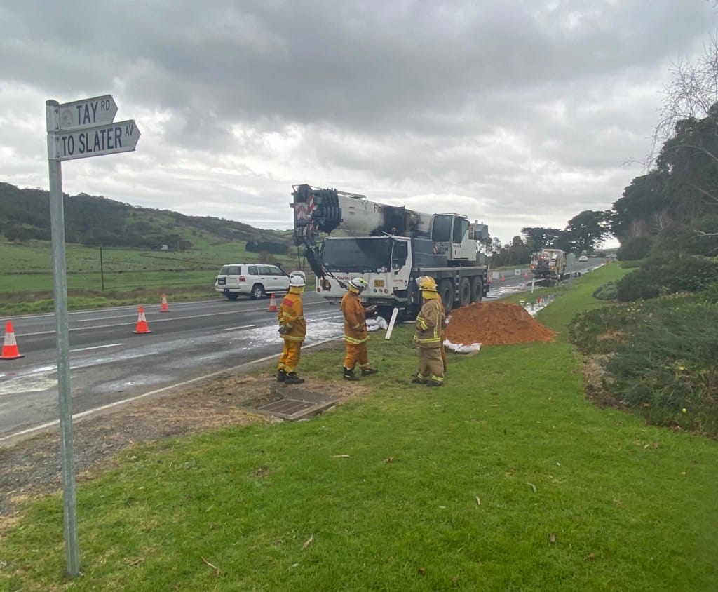 Emergency services attend crane fire at Mount Compass