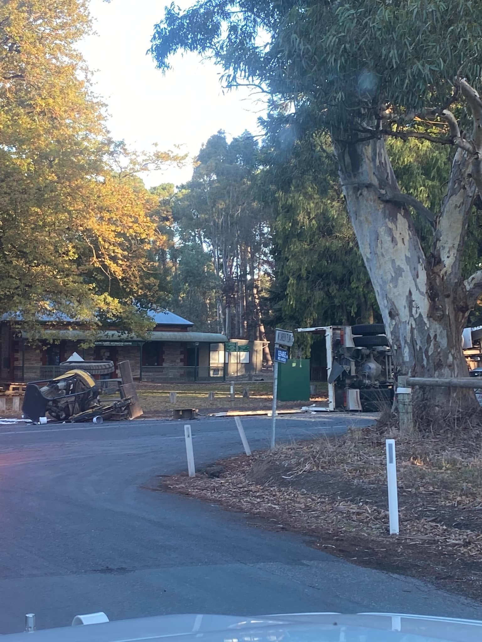 Truck rollover/two-car collision slows traffic at Kuitpo