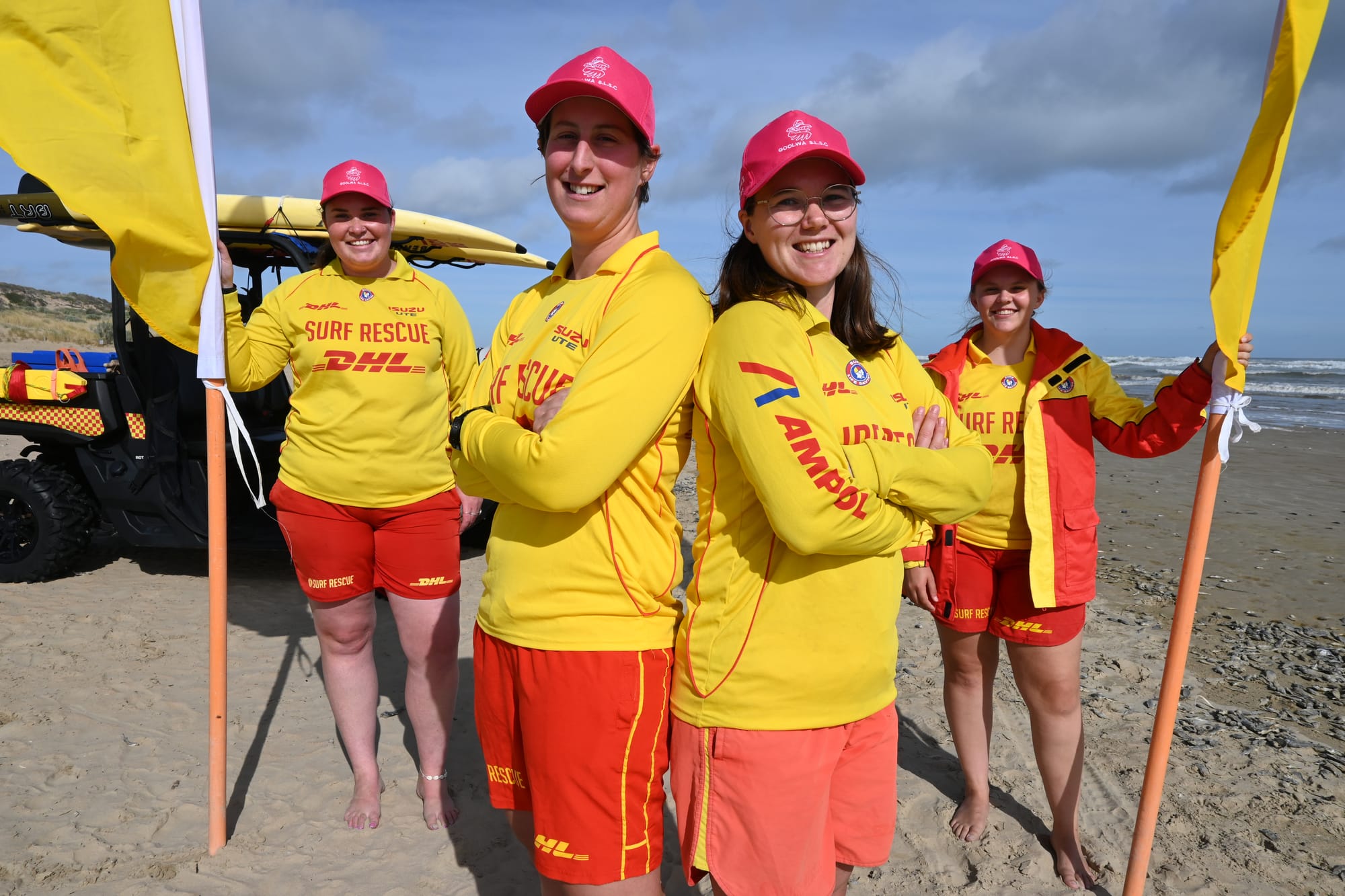 SEA-ING PINK: Women diving into surf lifesaving