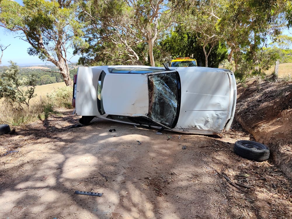 Car lands in ditch at Bugle Ranges post image